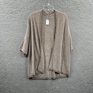 Fair Lady Women Kimono Cardigan 18 Metallic Taupe Open Front Layering Minimalist